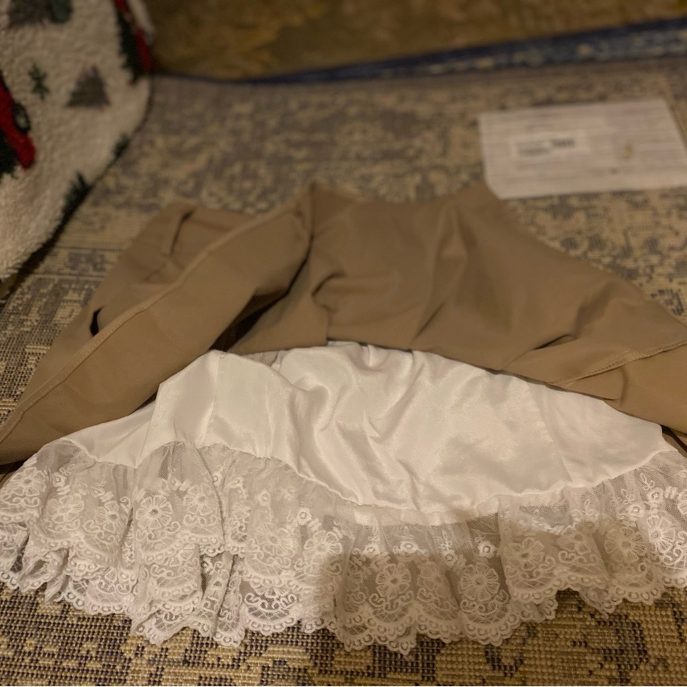 Cute, brown, and white ruffled skirt